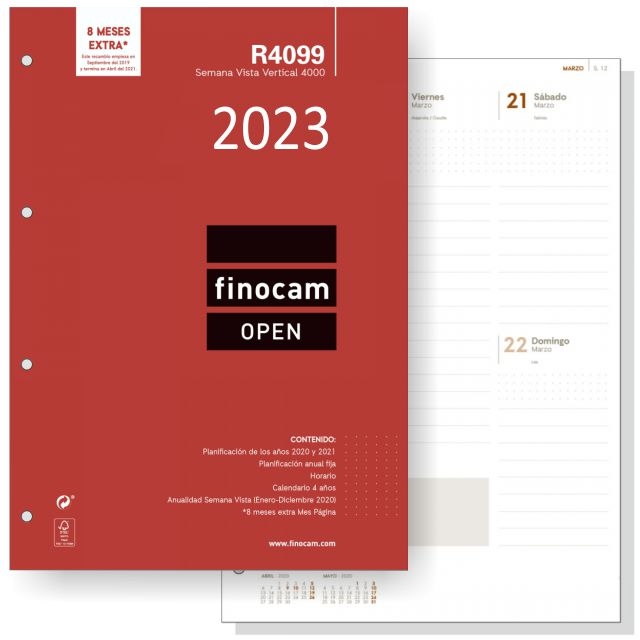 Comprar R4099 Recambio Agenda Finocam 4000 - A4, 2023, Semana vista