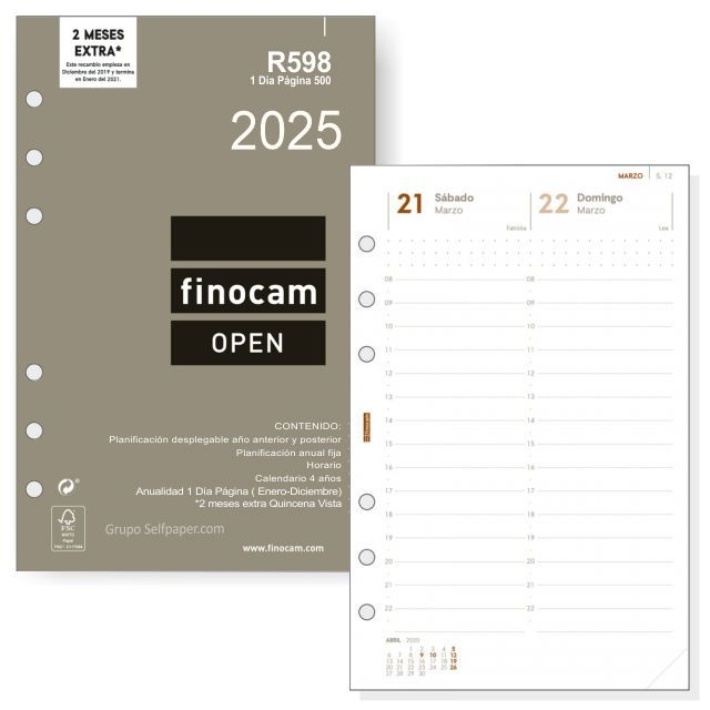 Comprar R598 Recambio de Agenda Finocam 500 dia por pagina 2025