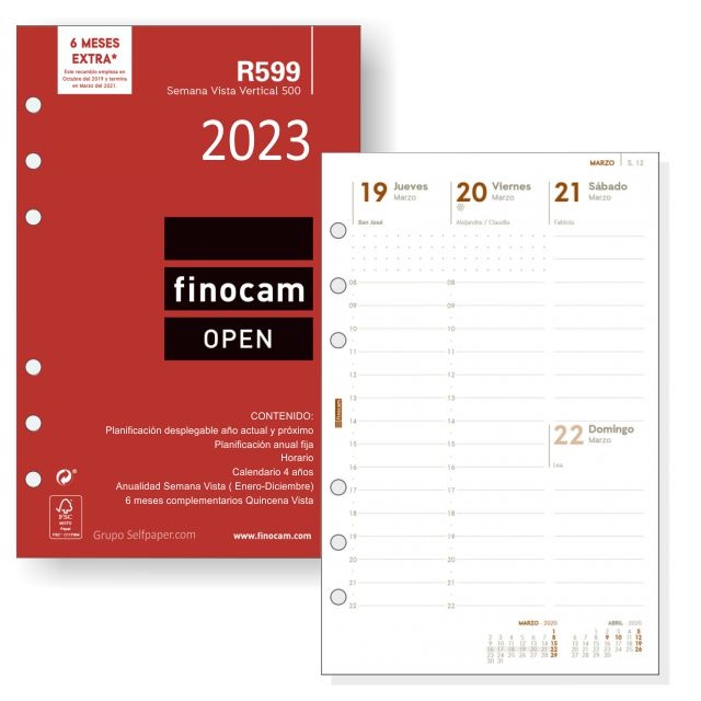 Comprar R599 Recambio de Agenda Finocam 500 Semana vista 2023