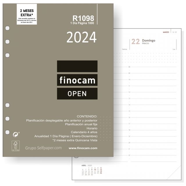 Comprar Recambio Agenda Finocam, Open 1000 R1098, Dia Pagina, 2024