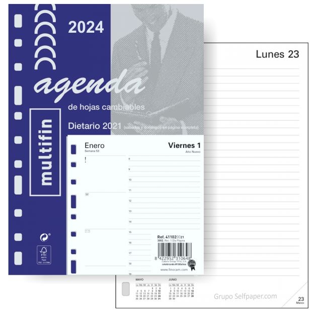 Comprar Recambio Agenda Multifin 3002 Dia Pagina, 11 anillas, 2022