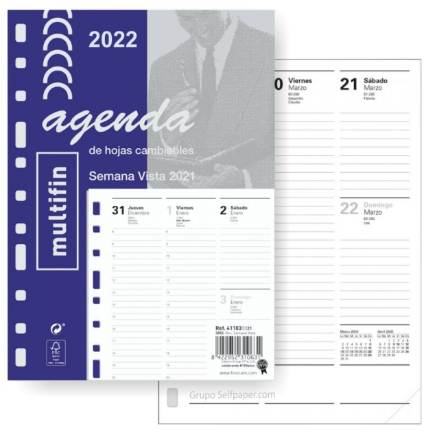 Comprar Recambio Agenda Multifin,3002 Semana Vista 11 taladros 2022