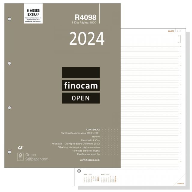 Comprar Recambio Agenda Finocam Open R4098 4000 Dia por Pagina 2022