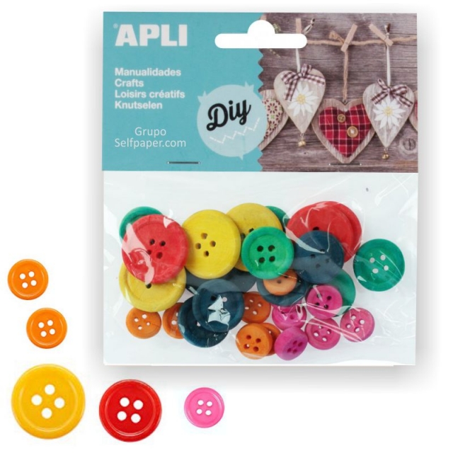 Comprar Botones de madera de Colores para manualidades Pack 30