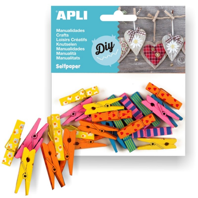 Comprar Mini Pinzas de Madera Decoradas, Pack 20