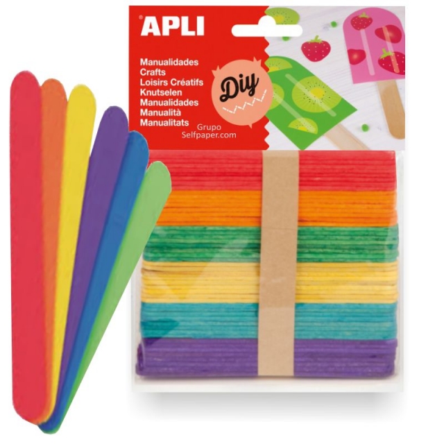 Comprar Palitos de polo de colores para manualidades, Pack 50 palos