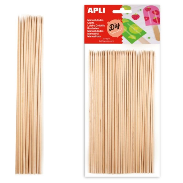 Palos de Pinchos de Madera natural, Pack 50 U