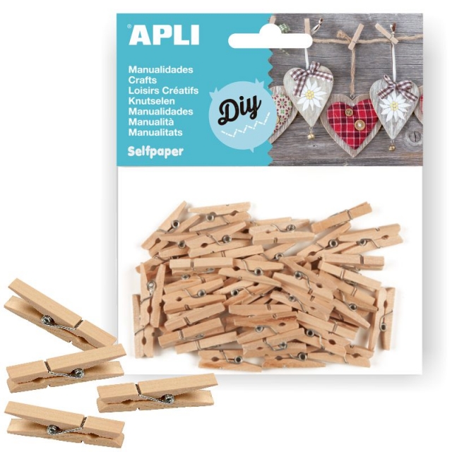 Comprar Pincitas, Mini Pinzas de Madera Natural, Pack 45 U