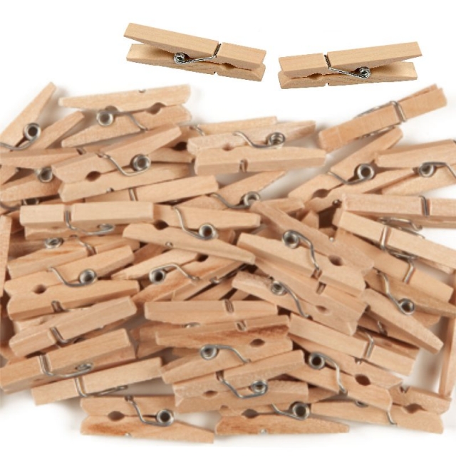 Pincitas, Mini Pinzas de Madera Natural, Pack 45 U