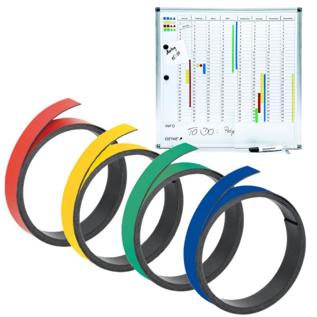 Comprar Bandas de cinta magnetica 4 Colores Surtidos para pizarra