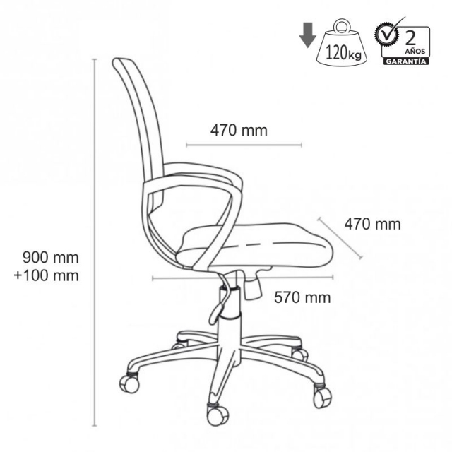 dimensiones silla q connect kf19010 negro