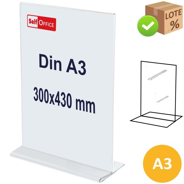 Comprar Expositor sobremesa Din A3, tipo metacrilato, 2 Caras, en T