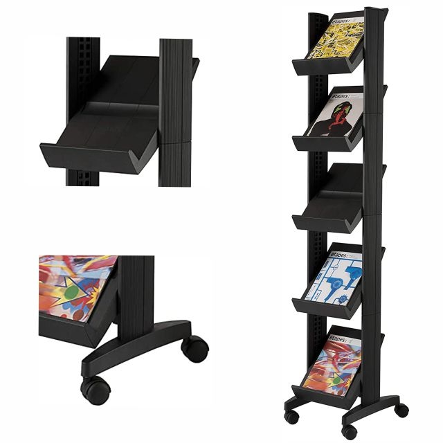 Comprar Expositor suelo, multiple 5 revisteros, con ruedas Paperflow