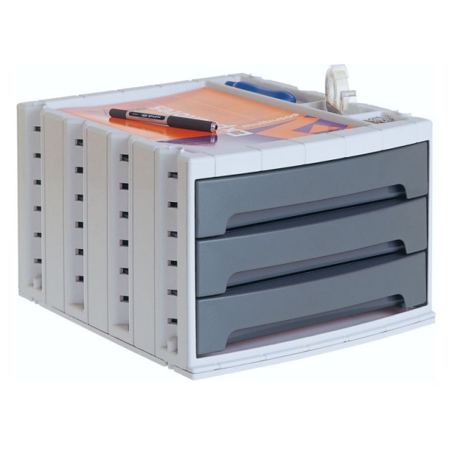 Comprar Modulo 3 cajones apilable Archivotec gris oscuro opaco