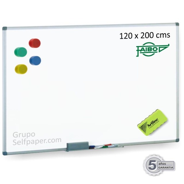 Pizarra blanca metálica para imanes 120x200, magnética