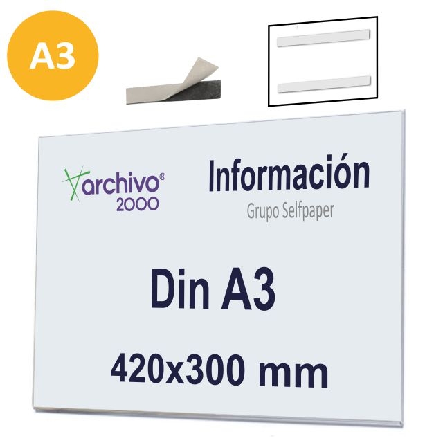 Comprar Placa pared tipo metacrilato Din A3, doble folio adhesiva