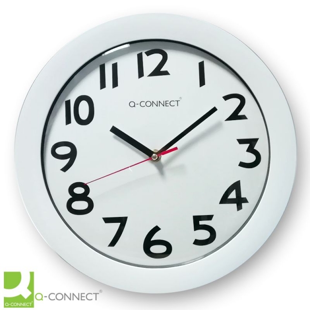 reloj de pared 30 cms con numeros grandes blanco