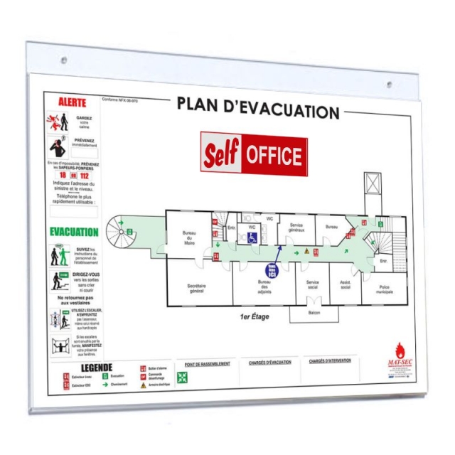 soporte pared din a3 plano evacuacion bomberos