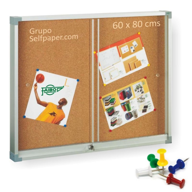 Comprar Vitrina anuncios corcho - marco aluminio 60x80 - metacrilato