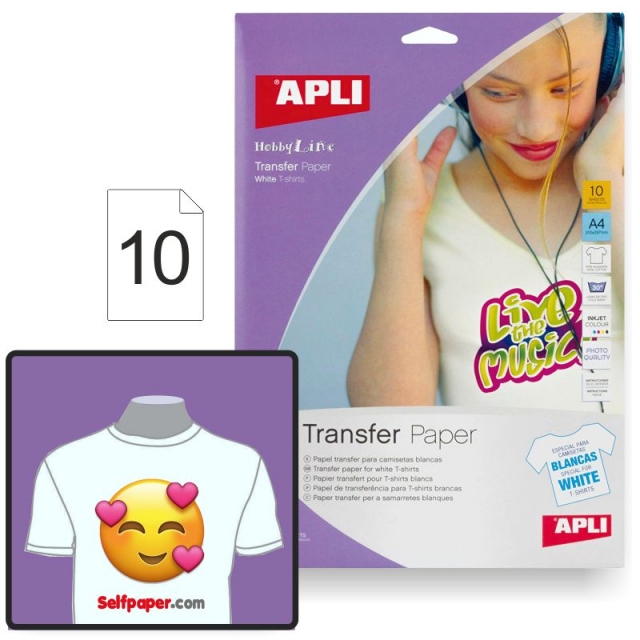apli 04128 10 hojas papel transfer camisetas tela