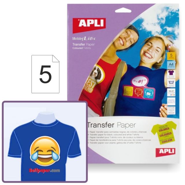 Papel Transfer para camisetas y prendas de colores Apli 5 Hj