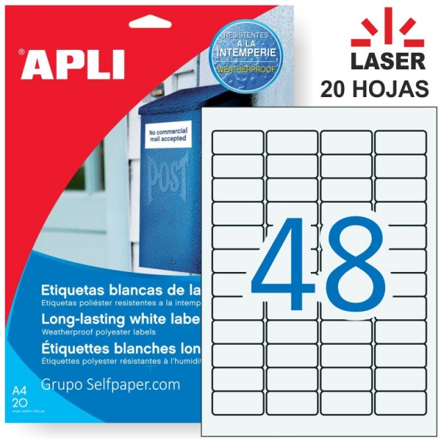 Comprar Apli 12112 etiquetas Intemperie y frío 48 x poliester blanco