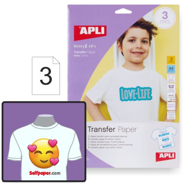 apli 17168, papel transfer camisetas prendas blanc