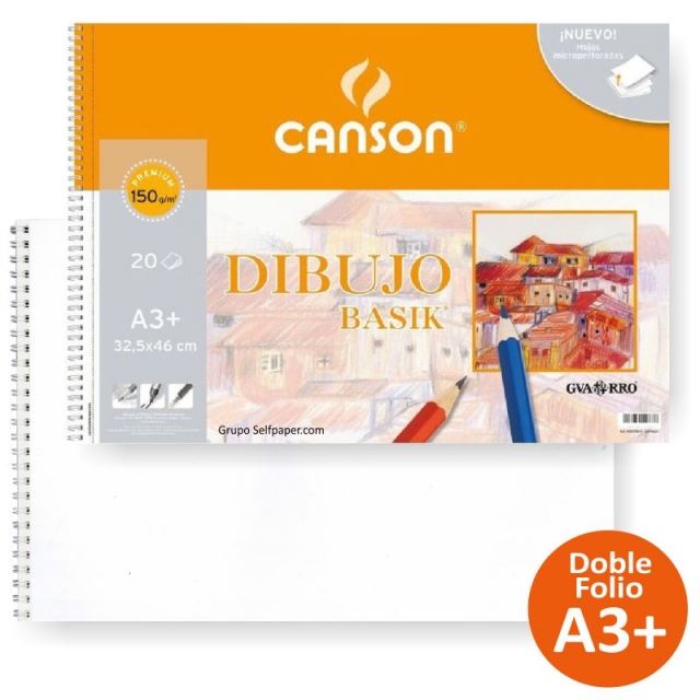 block de dibujo canson a3+ guarro basik liso