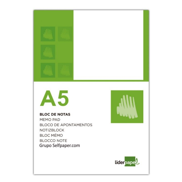 block notas liderpapel a5 cuartilla liso blanco