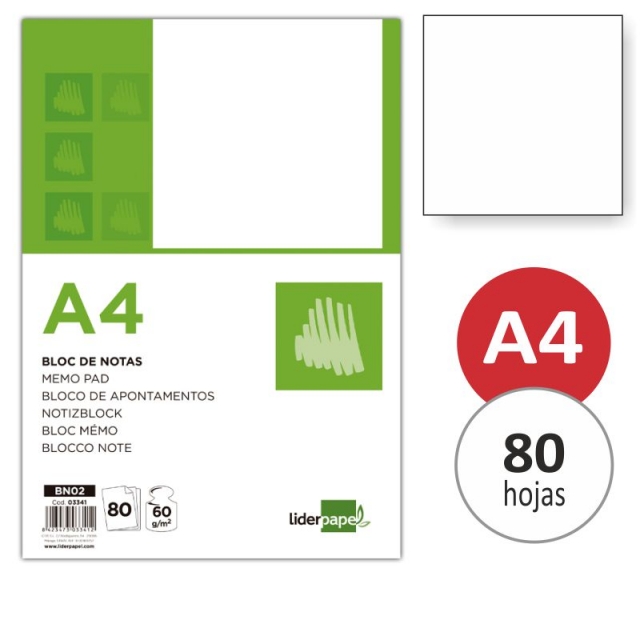 Comprar Block Notas liso blanco tamaño folio Din A4 210x297 mm