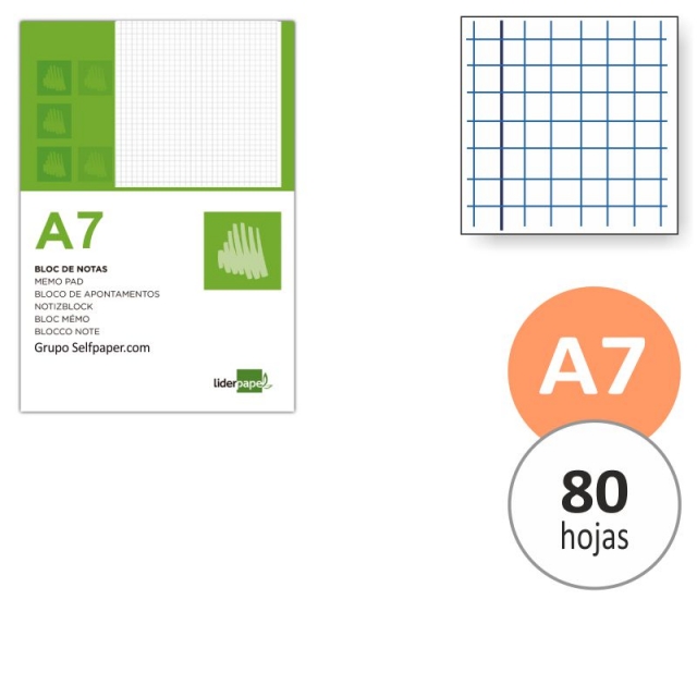 Comprar Block de notas pequeño, bolsillo, A7, dieciseisavo, cuadros