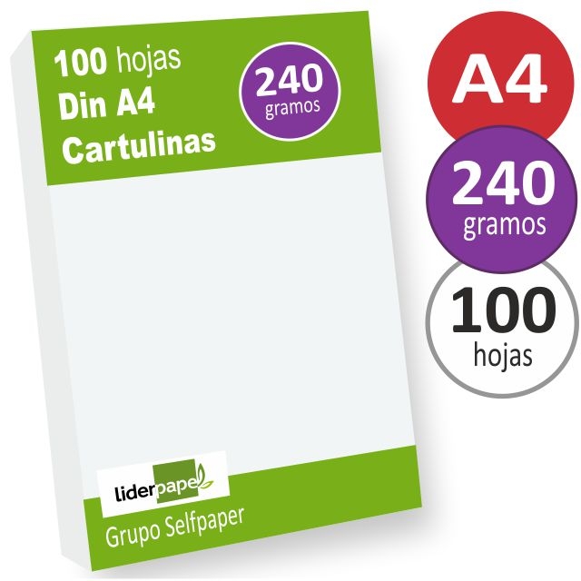 Comprar Cartulinas Din A4, folio 240 gramos, extra gruesas, blancas