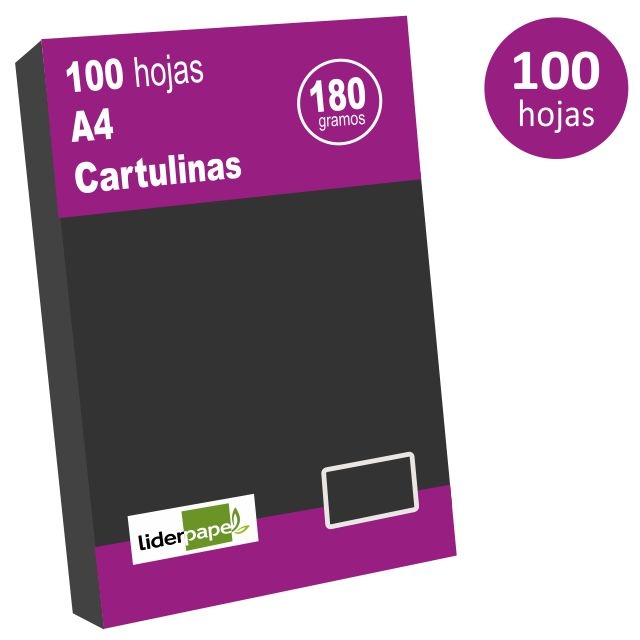 Comprar Pack 100 cartulinas Din A4, folio, color negro, 180 gramos