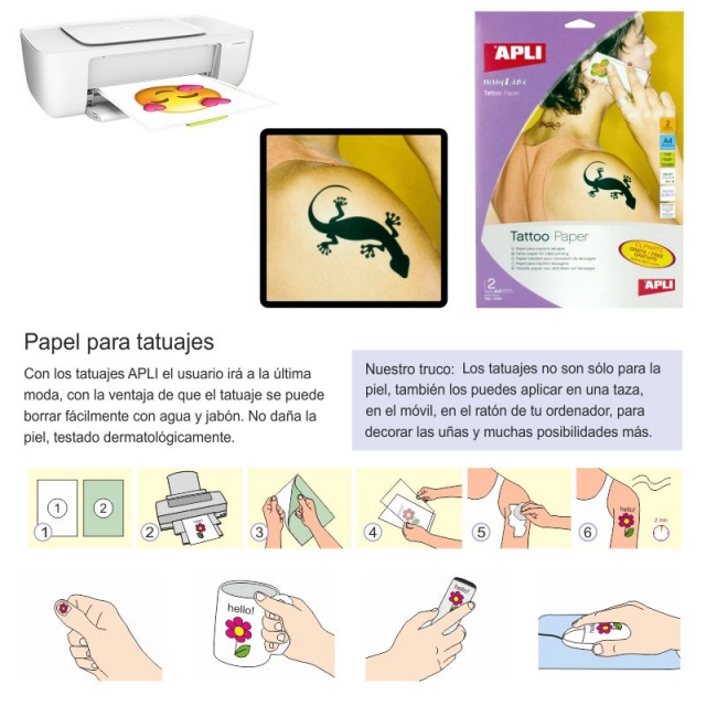 como usar papel tatuajes apli 11295