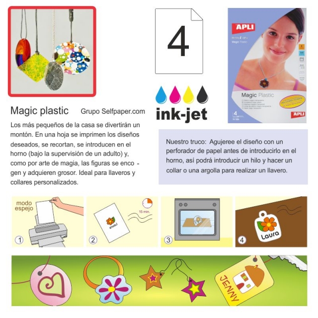 Plastico Magico Apli impresora inkjet, horno, magic plastic