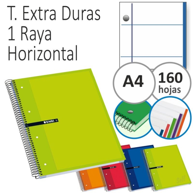 Comprar Cuaderno de 160 hojas Enri European 1 linea, raya horizontal
