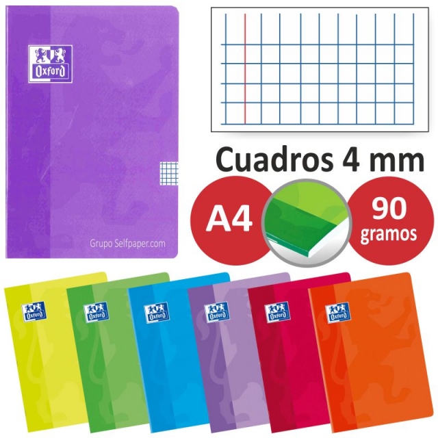 cuadernos grapas oxford a4 folio cuadros 4 mm