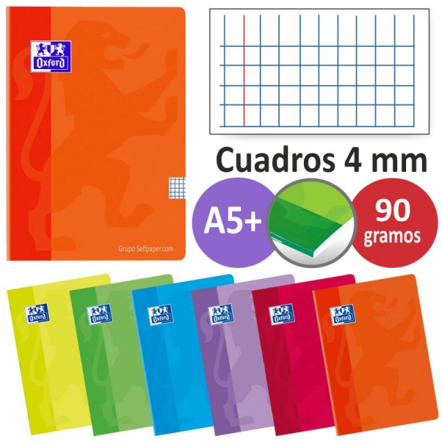 cuadernos oxford grapas a5 cuartilla cuadros 4 mm