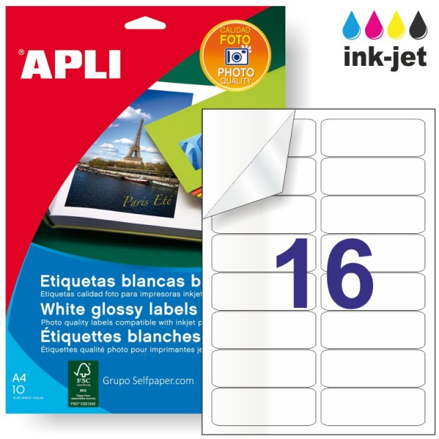 Comprar Etiquetas adhesivas impresora brillo Glossy Apli 99.1 x 34
