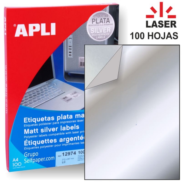 Comprar Etiquetas metalizadas plata resistentes frio, agua, C/100 hj