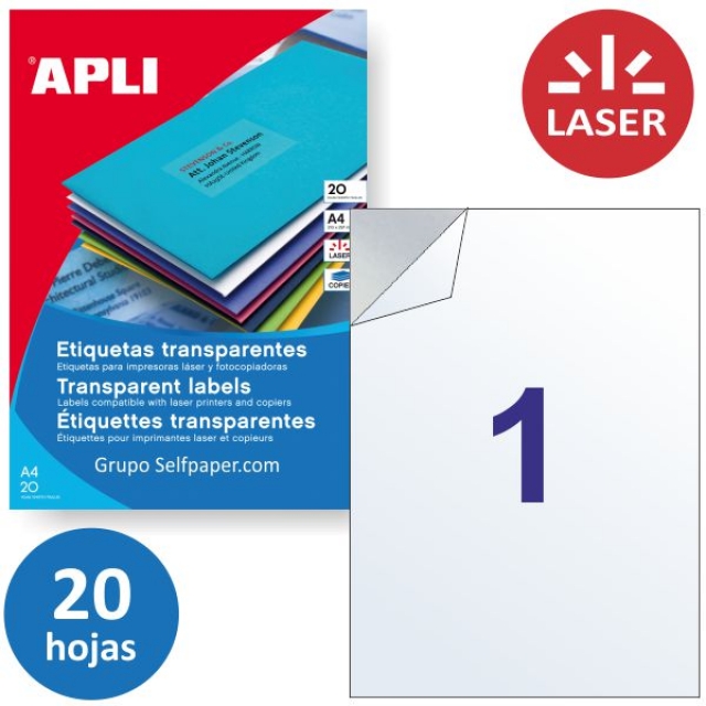 Comprar Transparencias adhesivas poliester transparente laser  20hjs