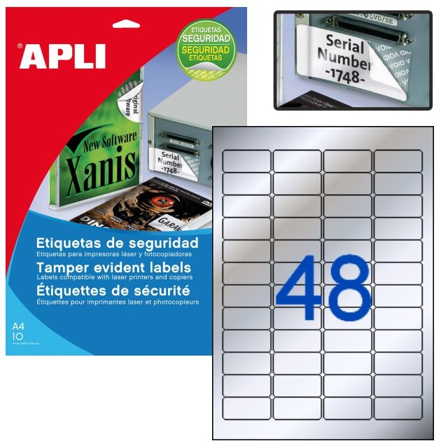 Comprar Etiquetas Seguridad Void 48x Apli Láser de poliester plata