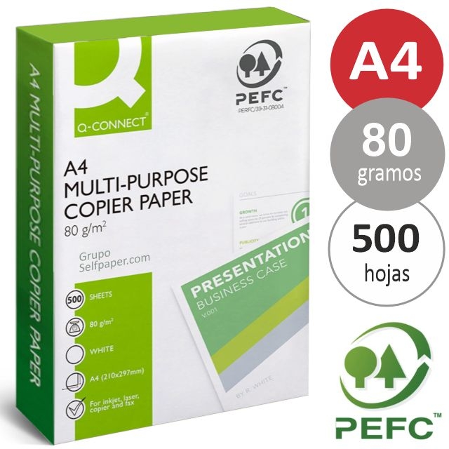 Comprar Folios de papel Din A4 80 gramos Q-connect 500 h, muy blanco