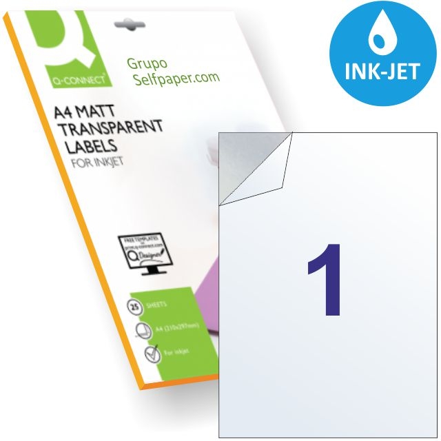 Comprar Hojas adhesivas transparentes mate para inkjet Pack 25 hjs