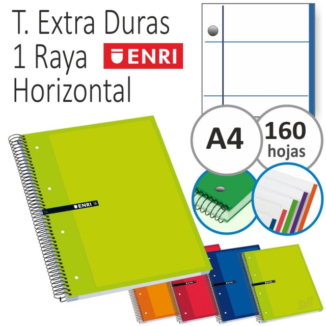 libreta block 160 hojas enri european 1 raya horiz