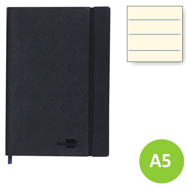 Comprar Libreta cuaderno notas, diario A5 rayado horizontal negro