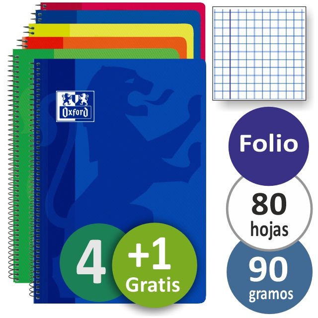 Comprar Libreta, cuaderno Oxford, tapa normal, 90 grs, 80 hojas