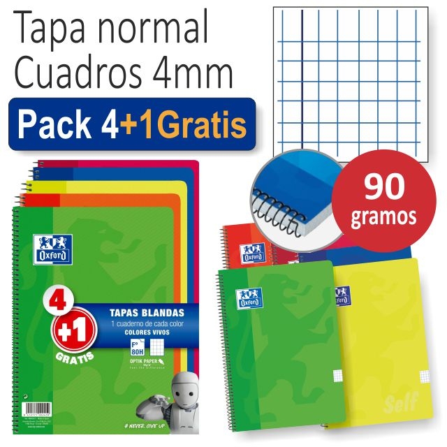 Comprar Libretas Oxford, cuadernos tapas blandas - Pack 4+1 Gratis