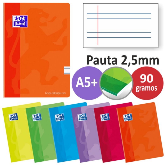 libretas oxford pauta estrecha 2 rayas 25 mm a5