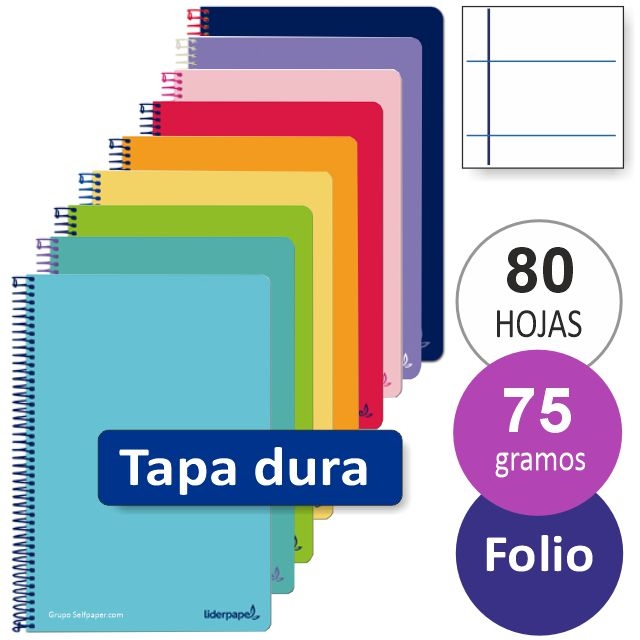 Comprar Cuadernos libretas tapas duras, folio, 1 raya horizontal,